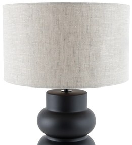 Dizajnová stolná lampa čierna s látkovým tienidlom svetlosivým 35 cm - Alisia