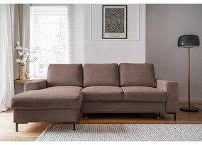 Hnedá menčestrová rozkladacia rohová pohovka (ľavý roh) Lofty Lilly – Miuform