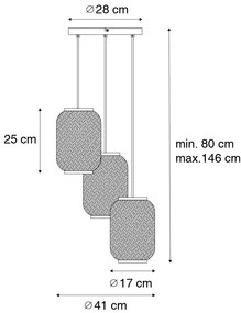 Orientálne závesné svietidlo bambusové 3-svetlo - Yvonne