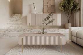 Kávový stolík Malmi 100 cm so zásuvkami - kašmír / zlaté nožičky