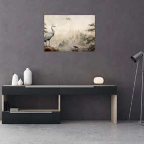 Sklenený obraz - Kreslená krajina (70x50 cm)