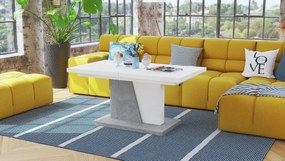 Mazzoni GRAND NOIR biela / beton, rozkladacia, zdvíhací konferenčný stôl, stolík
