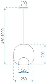Toolight - závesné sklenené svietidlo s dymového skla E27 60W APP1027-1CP, čierna, OSW-01154