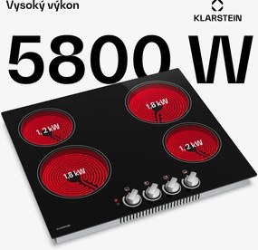 Klarstein EasyCook sklokeramická varná doska | 4 varné zóny | 6000 W | 11 výkonových stupňov | 60 cm