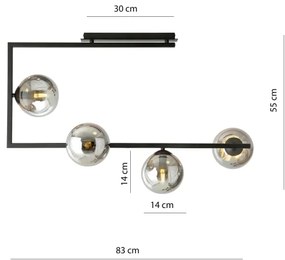 Luster na tyči SOMA 4xE14/10W/230V čierna/šedá
