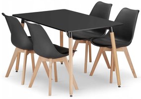 Jedálenský set 1 + 4, stôl ADRIA 120x80 čierny + stoličky BALI MARK čierne