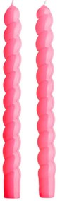 TWISTED Sada lesklých sviečok 2 ks 25,5 cm - ružová