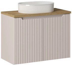 Závesná skrinka Nova Cashmere Beyond I s doskou a umývadlom 80 cm kašmír/dub coast evoke