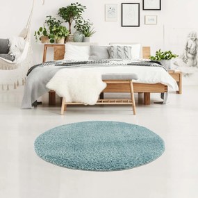 Dekorstudio Jednofarebný okrúhly koberec PULPY svetlomodrý Priemer koberca: 160cm