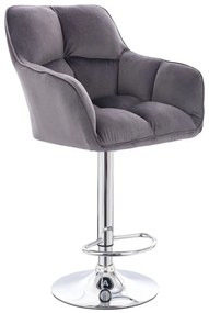 LuxuryForm DESIGN Barová stolička AMALFI VELUR na striebornom tanieri - tmavo šedá