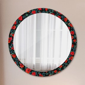Okrúhle ozdobné zrkadlo na stenu Červené mak fi 100 cm