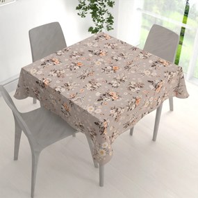 Biante Bavlnený štvorcový obrus Sandra SA-739 Ruže a konvalinky na béžovosivom 110x110 cm