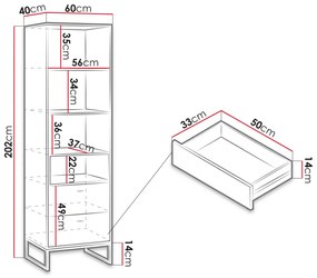 Regál Olevaro OL4 (dub artisan + čierna). Vlastná spoľahlivá doprava až k Vám domov. 1122760