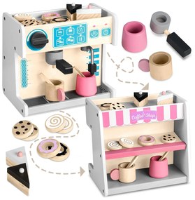 Drevená cukráreň s kávovarom, biela | Ricokids