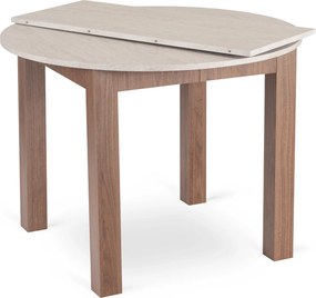Vintino Jedálenský okrúhly stôl AMFORA travertín orech nicea 102–142 cm