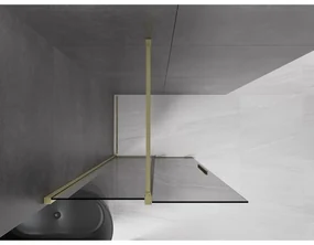 Mexen Velar, sprchová zástena s posuvnými dverami Walk-in 85 x 200 cm, 8mm šedé sklo, zlatá matná, 871-085-000-43-55
