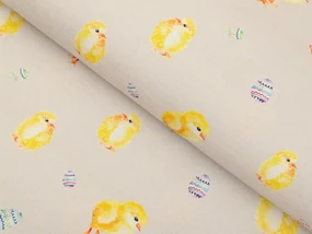 Biante Veľkonočný teflónový obdĺžnikový obrus TF-074 Kuriatka a kraslice na béžovom 140x220 cm