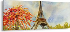 Maľovaný obraz Eiffelovej veže (120x50 cm)