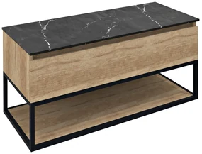 Sapho Sapho, SKARA umývadlová skrinka 100x50x45cm, čierna mat/dub alabama, CG009-2222