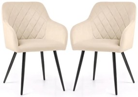 Sada dvoch jedálenských stoličiek VELTO zamatové, béžové / čierne nohy (2 ks)