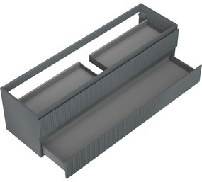 Mexen Rivel, kúpeľňová skrinka 160 cm, 2 zásuvky, drážkovaná, grafitová matná, 91A20-16047-2-BFF66