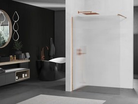 Mexen Kioto, sprchová zástena Walk-In 100 x 200 cm, 8mm sklo s rebrovým vzorom, medený matný profil, 800-100-101-65-09