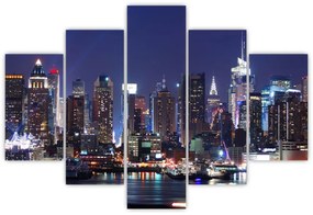Obraz - Osvetlené New Yorské mrakodrapy (150x105 cm)
