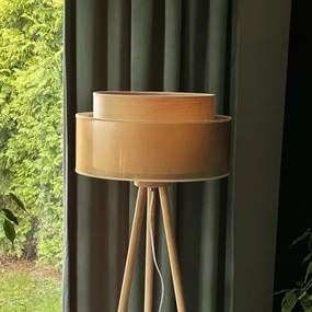 Duolla - Stojacia lampa WOOD BOHO 1xE27/15W/230V pr. 45 cm medená/hnedá/béžová