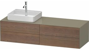 DURAVIT White Tulip závesná skrinka pod umývadlo na dosku (umývadlo vľavo), 4 zásuvky, 1600 x 550 x 408 mm, americký orech masív/kameňovo šedá vysoký lesk, WT4867L77H20000