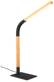 LED stmievateľná stolová lampa v čiernej a prírodnej farbe s dreveným tienidlom (výška 73,5 cm) Norris – Trio