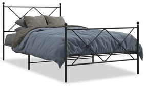 Kovový rám postele s čelom a podnožkou čierny 100x190 cm 376514