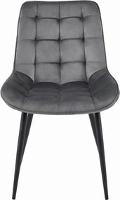 Set troch jedálenských stoličiek BERA zamatové tmavosivé / čierne nohy (3ks)