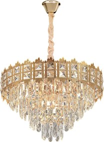 Toolight Toolight, krištáľové závesné svietidlo 60cm, 8xE14, G049-CP, zlatá, OSW-08943