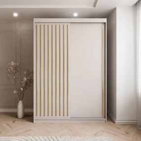 ŠATNÍKOVÁ SKRIŇA S POSUVNÝMI DVERAMI CYNTIA KAŠMÍR + ZLATÉ LIŠTY 150 cm