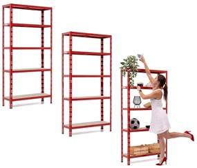 Balíček 3xSUPER EKO HIT - Policový regál Trestles RNDU-KUI 1800x900x300, nosnosť 875 kg, 5 políc Farba: červená
