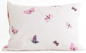 Bavlnená obliečka na vankúš Renforcé 50 × 70 cm – Motýliky béžová