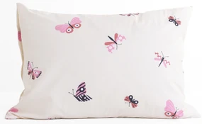 Bavlnená obliečka na vankúš Renforcé 50 × 70 cm – Motýliky béžová