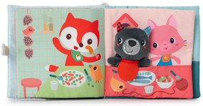 Lilliputiens - textilná knižka s prstovou bábkou - vlk Ľudovít sa učí jesť