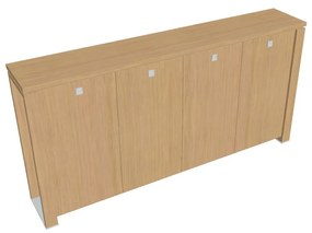 Stredná šatníková skriňa Verno+ S 260 x 46 x 130 cm, dub svetlý / červená
