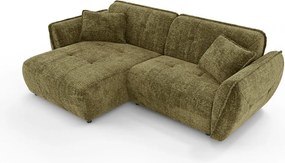 Zelená ženilková rohová pohovka (ľavý roh/s leňoškou) Nelia – Ropez