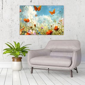 Obraz - Motýle na letnej lúke (90x60 cm)