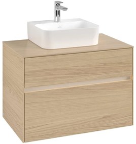 VILLEROY &amp; BOCH Collaro závesná skrinka pod umývadlo na dosku (umývadlo v strede), 2 zásuvky, s LED osvetlením, 800 x 500 x 548 mm, Nordic Oak, C093B0VJ