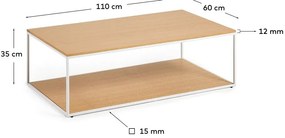 Konferenčný stolík vo svetloprírodnej farbe s doskou v dubovom dekore 60x110 cm Yoana – Kave Home