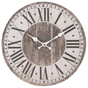 Drevené hodiny s rímskymi číslicami a patinou - Ø 34 * 4 cm / 1 * AA