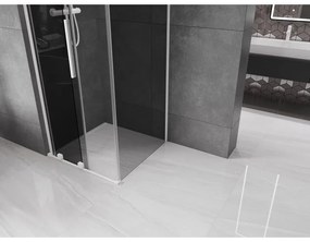 Mexen Velar L, sprchový kút s posuvnými dverami 90 x 90 cm, 8mm šedé sklo, biela matná, 871-090-090-43-20