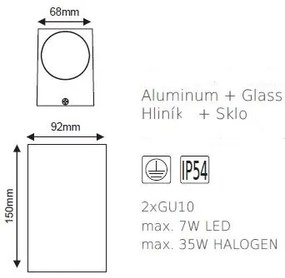 ACA Lighting Záhradné nástenné svietidlo VITA max. 35W/2xGU10/230V/IP54, tmavo šedé