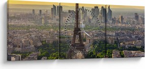 Obraz - Panoráma Paríža (s hodinami) (90x30 cm)