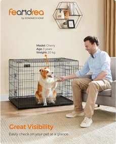 Klietka pre psa s 2 dverami, XL skladacia prepravka, čierna