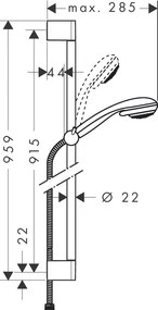 Hansgrohe Crometta 85, sprchová sada Multi so sprchovou tyčou 90 cm, chrómová, HAN-27766000