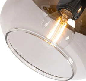 Dizajnové bodové svetlo čierne so zlatom a dymovým sklom 3-svetlo okrúhle - Kyan